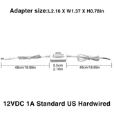 Low Voltage Power Supply, LED Transformer, 110-240VAC to 12V DC, for LED Lights. Standard US and EU Hardwired, 5.5mm x 2.1mm DC-Jack Output Connector for LED Strips, Cabinet Lights (12W 12V 1A, 24W 12V 2A)